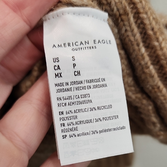 American Eagle Oversized Brown V-Neck Sweater - Picture 3 of 6